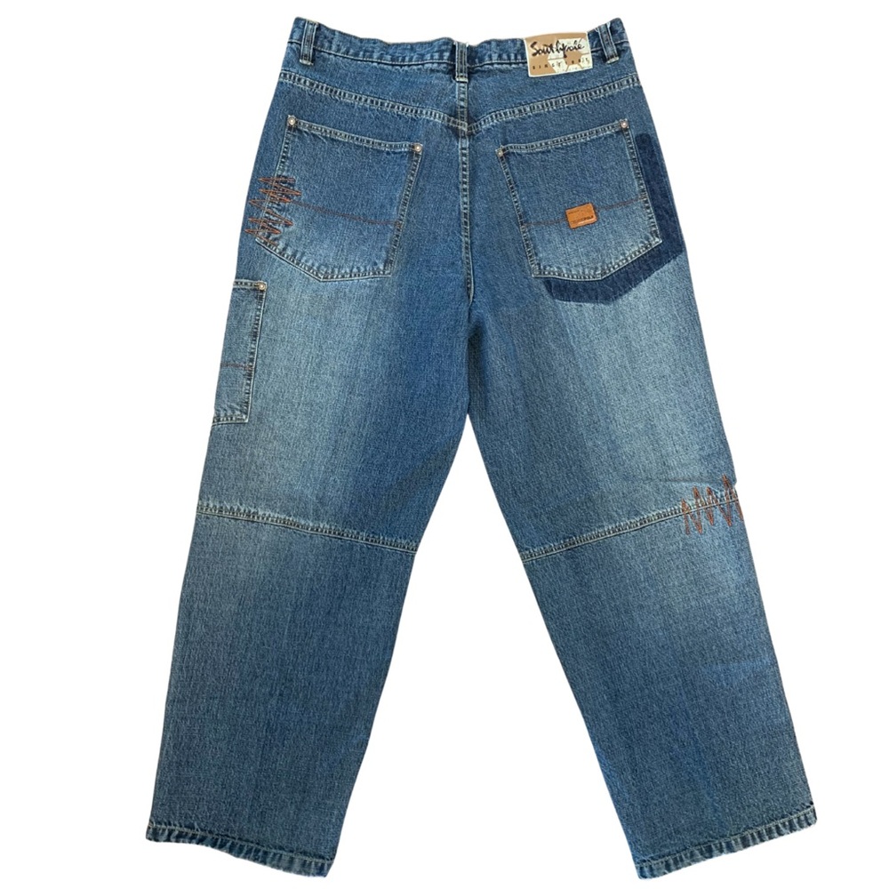 Southpole Jeans Vintage Y2K Carpenter Baggy Skater Wide Loose 38x30 Embroidered